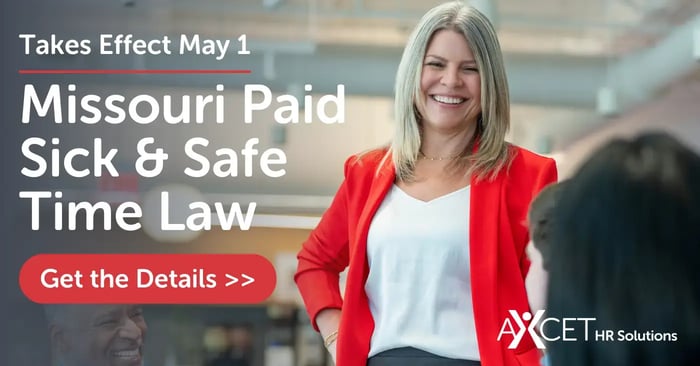 Hyperlinked Image the directs to Axcet HR Solutions' blog post on the new Missouri paid sick and safe time law